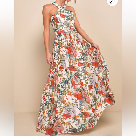 Lulus Dresses & Skirts - NWT! Lulus Lilja Cream Floral Print Maxi Dress Size XS
